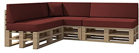 chilly pilley Palettenkissen Gartenkissen Wasserdicht Palettenauflage Palettenpolster Indoor Outdoor Waschbar Abnehmbar Sitzkissen Rückenkissen (8er Set, Dunkelrot)