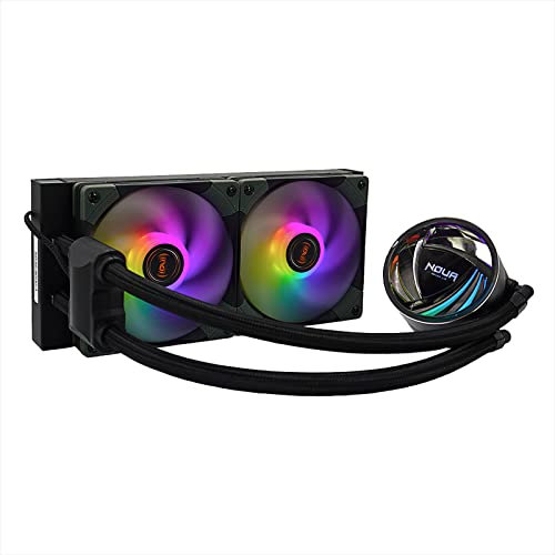 Noua Sub-Zero AT240 ARGB, Raffreddamento Dissipatore a Liquido CPU, 2 Ventole PWM Indirizzabile Silenziose, Compatibile LGA 1200 115x 1366 2066 AM5 AM4 AM3