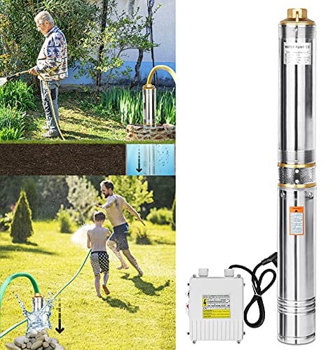 UISEBRT Bomba para pozos profundos de acero inoxidable, 1,1 kW/1,5 hp hasta 4.000 l/h, caudal, bomba sumergible, 1100 W, compatible con arena, bomba de presión sumergible