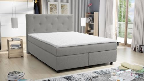 Kuechen-preisbombe Boxspringbett 140x200 Hotelbett Bonellfederkern Topper Paxos 1 Chester hellgrau