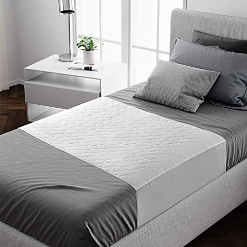Lynmark® Protège Matelas Imperméable avec Rabats À Glisser – Couverture Imperméable pour Incontinence Absorbant Jusqu’à 2 litres – Protection Matelas en Coton pour Lit Simple - 90 x 85 cm, Blanc