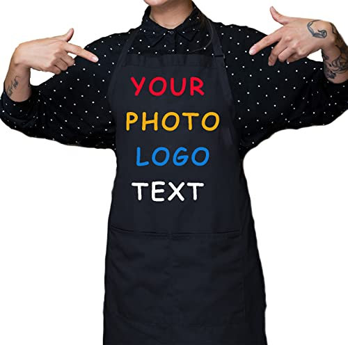 MFAZ Morefaz Ltd Personalised Custom Your Photo Design Kitchen Chef Apron POCKET BBQ Catering Waist