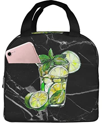 IUBBKI Mojito-Lunchtaschen, isolierte Lunchbox, Picknicktasche, Lunch-Kühltasche, Tragetasche für Damen, Herren, Jungen, Mädchen, Büro, Arbeit, Schule