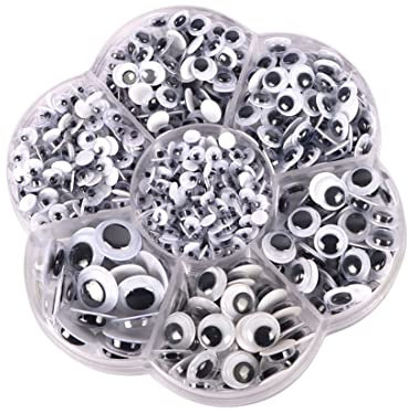 LOMIMOS 500 PCS Yeux Mobiles Autocollants Adhésifs Wiggle Rondes Noir en Plastique 6-12mm Gommettes Yeux pour DIY Craft Scrapbooking Accessoires Doll Making Toys