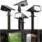 FLOWood Solar Spot Lights Outdoor 4 Pack, 50LED Dusk-to-Dawn Solar Spotlights, IP67 Waterproof, 3 Modes Wall Lights for Yard, Driveway, Porch, Walkway, 6500K White