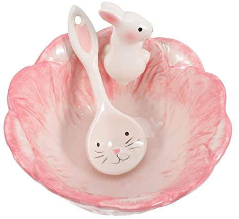 Zerodeko 1 Set Ceramic Rabbit Bowl Easter Rabbit Bowl Decorative Fruit Bowl Ceramic Easter Basket Bunny Treats for Rabbits Breakfast Salad Bowl Bowls Good Looking Cabbage Ceramics