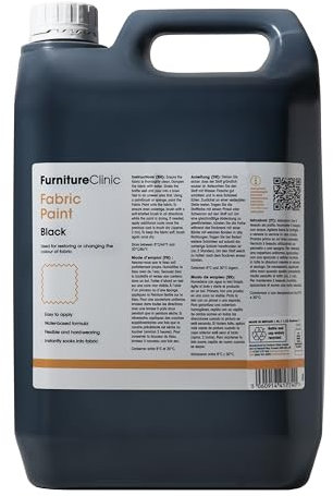 Furniture Clinic Fabric Paint - Use to Restore or Change the Colour of Upholstery, Soft Furnishings, Car Interiors - Easy to Use - Works on All Fabrics (Black, 5 Litre)