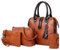 Channel Taschen Damen Klein Tragetaschen-Set für Damen, modische Handtaschen, Geldbörse, Tragetasche, Schultertasche, Henkel oben, Satchel-Geldbeutel-Set, 4-teilig Taschen Damen (Brown, One Size)