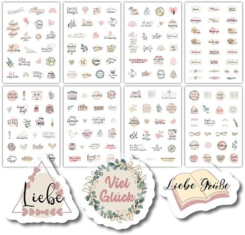 Hochzeit Gästebuch Sticker - Rosa - Liebevoll Designte Aufkleber - 187 Motive