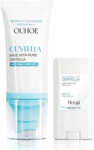 Centella Sunscreen SPF 50, Sonnencreme + Stift, Feuchtigkeitsspendend, Nicht Fettend, Starker UV-Schutz, Für Alle Hauttypen