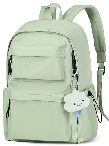 FIORETTO Backpack Womens School Bag Girls Boys, Lightweight Water-Resistant Fits 15.6” Laptop Large Capacity Rucksack with Anti-Theft Pocket, Ideal for School College Commuting Travel Green