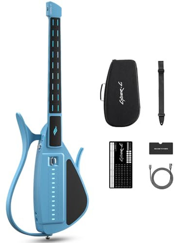 Enya CYBER-G Saitenlose Smart-Gitarre, tragbare Reisegitarre, Hunderte von Instrumentensounds, eingebauter Lautsprecher und Drum Machine, schnelles Lernen (Blue)