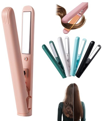 2025 Mini Dual-Purpose Curling Iron – 2-in-1 Mini Hair Straightener & Curling Wand, Portable Small Curling Iron for All Hair Types (Pink)