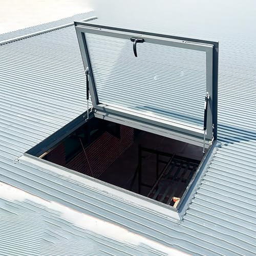 Skylight House Roof Window, Hand Skylight House Roof Window with Aluminum Alloy Frame and Tempered Glass, Metal handle, Windows for Basement/Attic/Shed House, Customizable size(60x100cm/23.6x39.4in)
