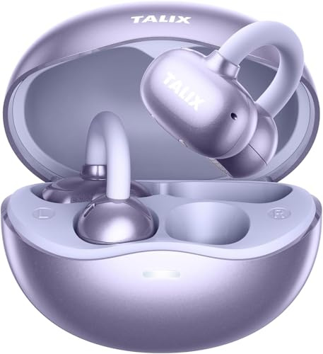 TALIX Ultra X6 Open Ear Kopfhörer, Kabellose Bluetooth 5.4 Kopfhörer mit Innovatives Clip-Design, Clip on Earbuds mit Mikrofon, 26h Spielzeit, für Laufen, Training und den Täglichen Gebrauch (Violett)