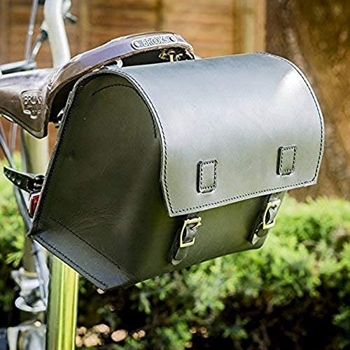 London Craftwork Super Große Fahrradtasche Echtleder Sattel/Lenker/Rahmen Beutel Schwarz 23 X 19.5 X 11cm XXL-BL