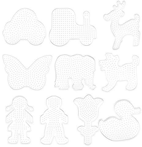 YINETTECH 10 Stücke Bügelperlen Stiftplatten Steckplatten Perlen Transparent Pegboards in vielen Formen