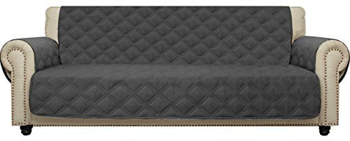 CHHKON Sofabezug Wasserdicht mit Anti-Rutsch Hund Pfote Druck 100% Gesteppt Möbelschutz Sofa Schonbezug für Kinder Haustiere für Leder Couch (Dunkelgrau, XL Sofa)