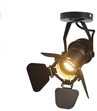 XIHOME Loft Vintage Landhausstil Industrielle Deckenlampe/Wand Badlampe Wandlampe Wandbeleuchtung für Schlafzimmer, Studio, Haus Dekoration, Schrank, Schwarz,Winkel verstellbar,CE zugelassen