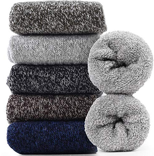 Jeasona 5 Pairs Thermal Socks for Women Ladies Wool Warm Thick Winter Socks 4-7 Christmas Stocking Stuffer Gifts for Mum Grandma