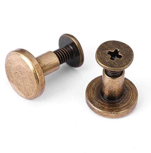 20pcs Leather Craft Rivets, Flat Head Copper Brass Screws Nuts Nails Rivets Leather Cap Accessory for DIY Belt Strap Purse Wallet Handbag Decoration(8mm)