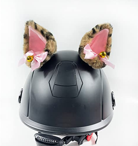 3T-SISTER Helm Cat Ears Crystal Helm Zubehör Dekoration für Motorrad, Snowboard, Skifahren, Radfahren, Radfahren, Skaten Kostüm Cosplay für Kinder und Erwachsene 2PCS, Leopard
