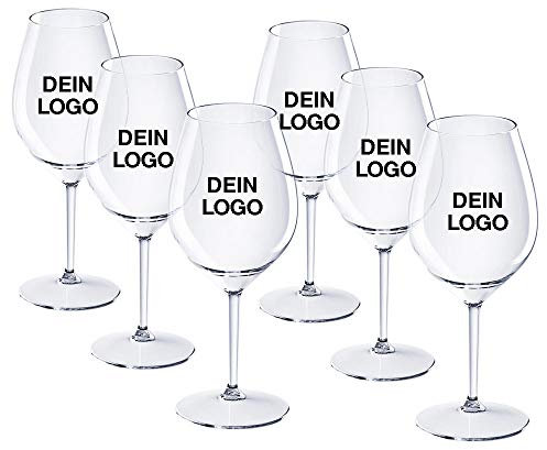DoimoFlair Bicchieri da vino personalizzati in plastica con logo 1 colore infrangibili bicchieri da vino in plastica trasparente 51 cl. set da 120 pezzi