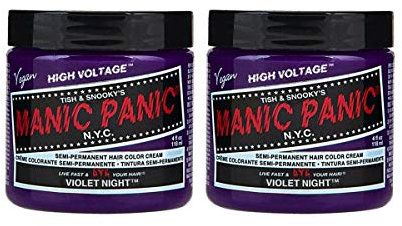 Manic Panic Violet Night Classic Creme, Vegan, Cruelty Free, Purple Semi Permanent Hair Dye 2 x 118ml