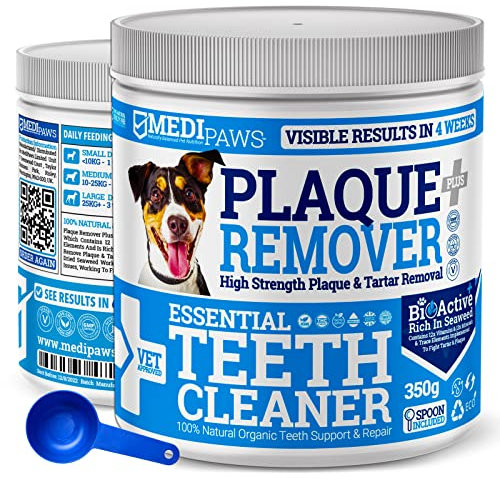 MediPaws® Plaque Off Remover Dogs 350g For Dog Teeth & Bad Breath | Just Add To Dog Food - No Need For Dog Toothbrush or Dog Toothpaste | Remove Dog Bad Breath & Plaque Remover For Dogs, Cats & Pets