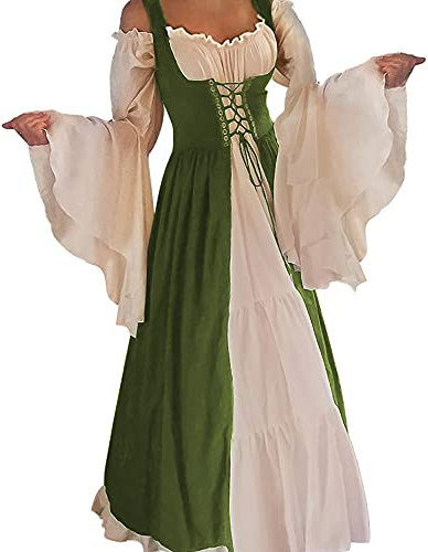 Aibaowedding Renaissance Kleid Damen Mittelalter Kleid Mittelalter Kostüme Damen(grün,2xl/3xl)