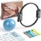 LIONSCOOL Pilates-Ring-Set – 35cm Magic Circle mit Doppelgriffen – Inkl. platzfestem Miniball, Widerstandsbändern, Anleitung und Tasche (Blau)