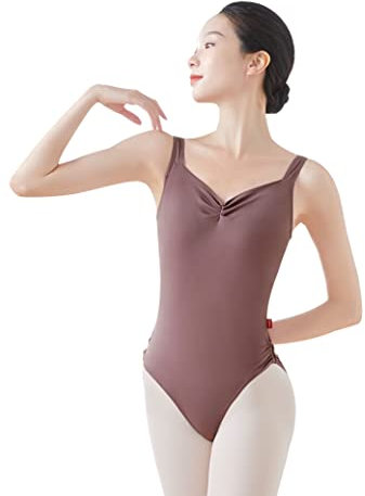 Daydance Trikot für Teenager und Damen, für Ballett, Tanks, ärmellos, Gymnastikanzug, braun, Medium