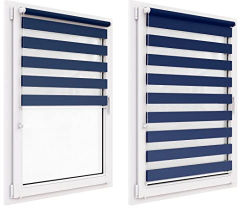 Doppelrollo ohne Bohren, 120x150 cm Stoffgröße, Duo Rollo Klemmfix, Easyfix, lichtdurchlässig und verdunkelnd, Day&Night, Klemmrollo Sonnenschutzrollo Fensterrollo für Fenster & Türen