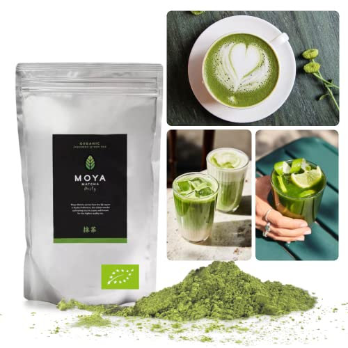 Moya Matcha Daily Biologico Polvere di tè verde | 250 g di grado giornaliero (III) | Perfetto per bere con lattati, frullati e limonate