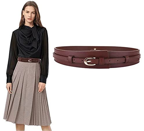 KOEMCY Damen Taillengürtel Breit Wickelgürtel Doppelschicht Ledergürtel Metallschnalle Anzuggürtel Kleidgürtel