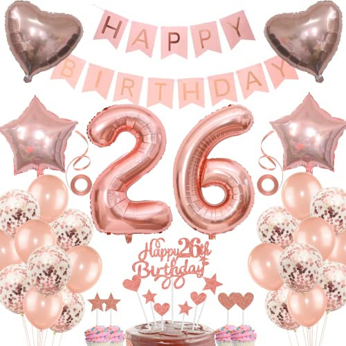 Deko 26. Geburtstag frau Tortendeko 26 Geburtstag frauen Deko Geschenk für 26. Geburtstag frau Rosegold Geburtstag 26 frauen 26 jahre Geburtstag deko Ballon 26 Geburtstag 26 jahre frau