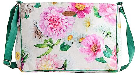 Maison d' Hermine Umhängetasche, Baumwolle, verstellbarer Schultergurt, Handtasche, Tragetasche mit Reißverschluss und Einschubtaschen, 25 - Pivoine, 14.2x3.9x10.2, 25 - Pivoine