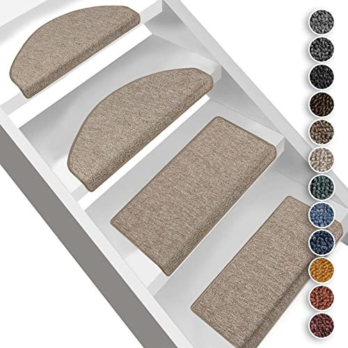 casa pura Stufenmatten London 15er SparSet 11 Farben sauber eingekettelt, Starke Befestigung, stabile Winkelschiene/Farbe Beige, rechteckig