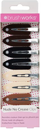 Brushworks No Crease Hair Clips – Nude 8 Pack Lightweight Hair Styling Clips for Curl Setting, Flyaway Control, Sectioning & Makeup Application