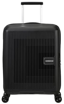American Tourister Aerostep - Spinner S, Erweiterbarer Handgepäck, 55 cm, 36/40 L, Schwarz (Black)