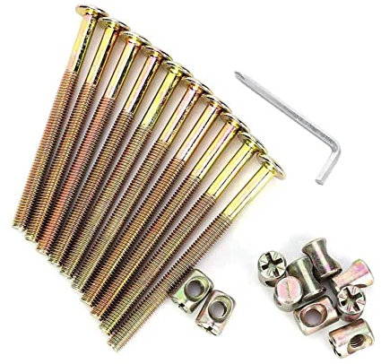 10 Stück M6 *90mm Zylindermuttern Schrauben Kit,Möbelverbinder Schrauben,M6*13 mm Barrel Muttern für Möbelbetten Kinderbetten Krippe und Stühle mit Schraubenschlüssel (M6*90mm)