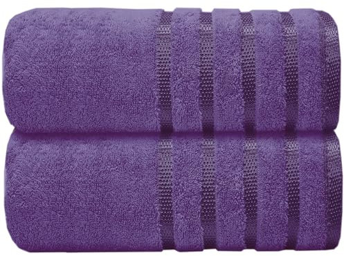 Casabella Deluxe 2 Piece Jumbo Bath sheet 90x180 cm 100% Cotton Extra Large Bath Towels Highly Absorbent Purple Bath sheets Towels
