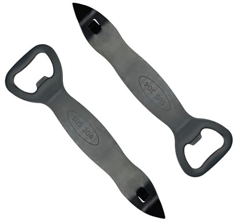 2 Pcs Black Bottle Opener Stainless Steel Can Punch Opener Church Key Can Opener Beer Openers for Bar Kitchen Party, Gift for Men Husband Father Boyfriend