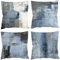 Blau Grau Kissenbezug kissenbezüge 50x50 4er Set Dekokissen Modern Sofakissen Leinen Kissenhülle Abstrakte Gemälde Deko Kissen Aesthetic Couchkissen Kuschelkissen für Sofa Wohnzimmer Zierkissen