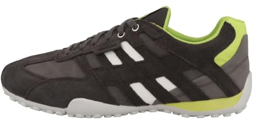 Geox Men's Uomo Snake A Sneaker, Graphite Lime Green, 10.5 UK
