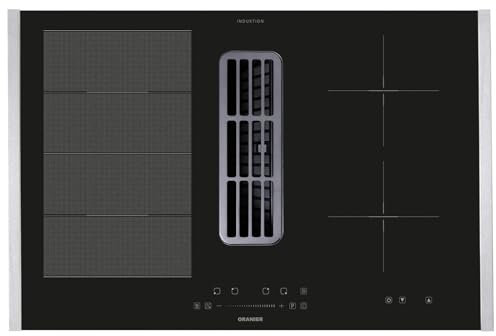 Oranier Flexx-Kochfeld 80 cm Induktion KFA490 - autarkes Induktionskochfeld mit Abluft-Umluft Kochfeldabzug inkl. Kochfeld-Seitenleisten aus Edelstahl