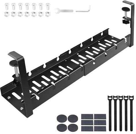 Bandejas Gestión de Cable Debajo del Escritorio, Organizador sin Taladros,Organizador Hacia Adentro,Alambre de Metal Sin Taladrar para Hogar Oficina,Cable Organizer for Desk Cable Management