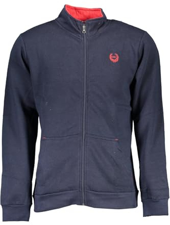 Gian Marco Venturi Herren Sweatshirt mit durchgehendem Reißverschluss, zwei Taschen und Kontrastfarben, Sportjacke