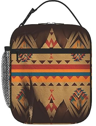 Isolierte Lunchtasche, Lunchbox für Frauen, Indianer-Lunchbox mit Seitentasche, langlebig, wiederverwendbar, Lunchtasche
