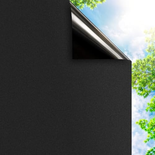 Mgood Vinilos para Cristales Negro 30x120cm, Vinilo Ventana Privacidad Electrostaticos Antiarrugas Vinilo Opaco para Cristales Anti UV Bloquear la Luz Vinilo Negro para Ventanas para Hogar
